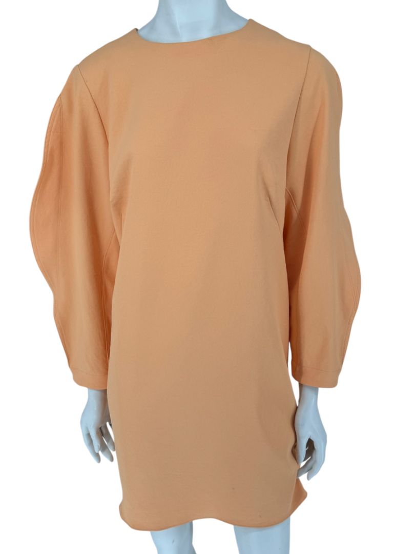 Tibi Apricot Sculpted Sleeve Shift Dress – Size 8
