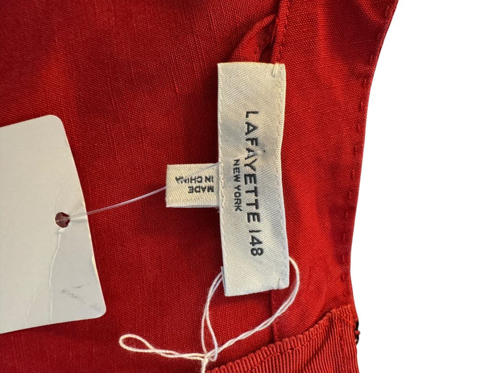 Lafayette 148 New York Red Linen-Blend Midi Dress – Size M