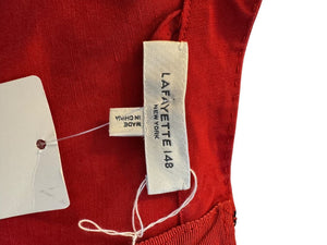 Lafayette 148 New York Red Linen-Blend Midi Dress – Size M