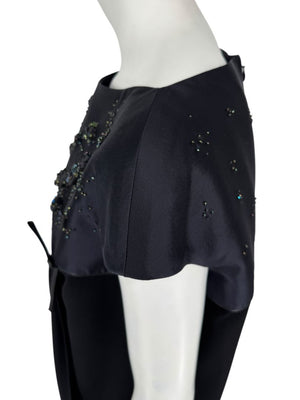 Atelier Caito for Herve Pierre Black Beaded Yoke Draped Dress – Size 12