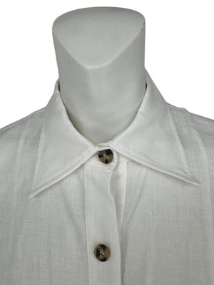 WOERA White Linen Button-Up Shirt – Size M