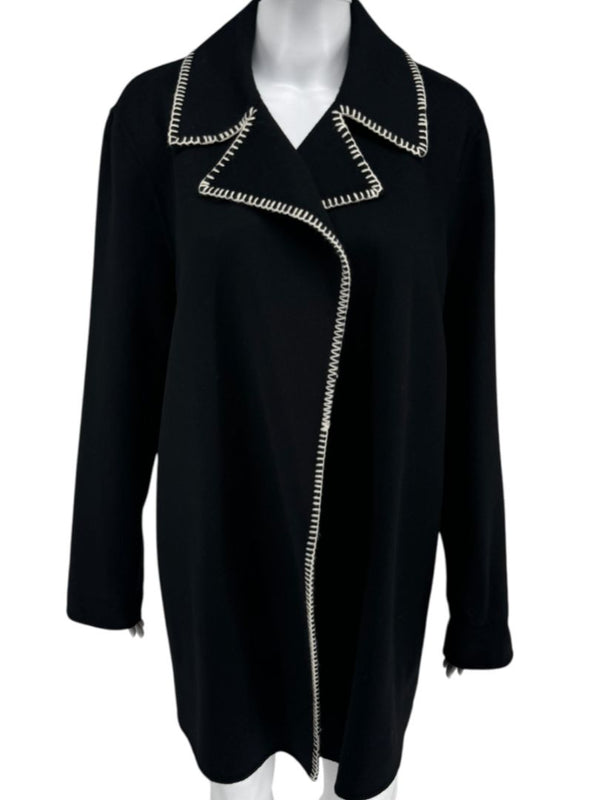 Theory Black Wool-Cashmere Stitch Overlay Coat – Size M