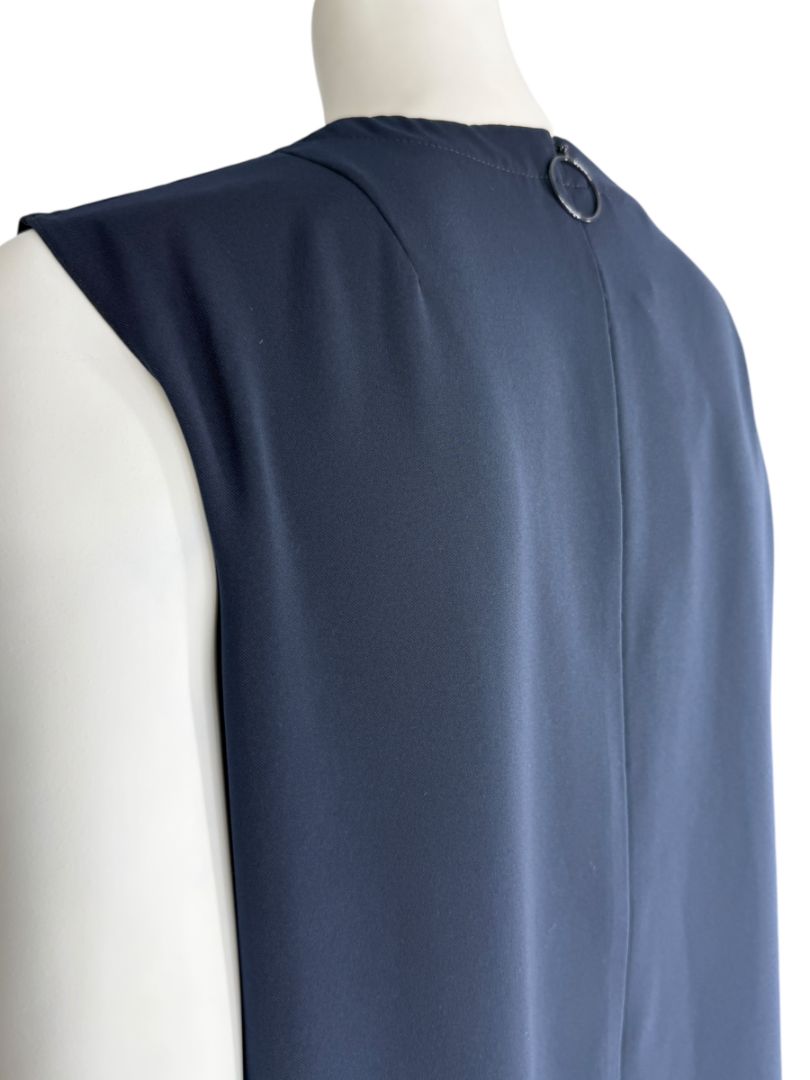 Akris Punto Navy Sleeveless Shift Dress with Side Grommet Detail – Size 10