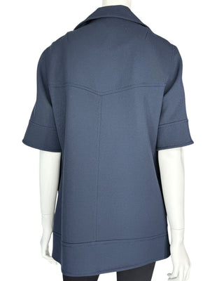 Akris Punto Navy Virgin Wool Short-Sleeve Coat – Size US 8