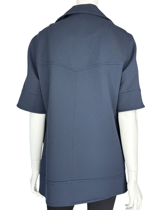 Akris Punto Navy Virgin Wool Short-Sleeve Coat – Size US 8