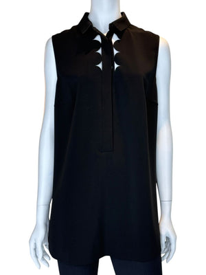 Akris Punto Black Sleeveless Scalloped Detail Tunic Top – Size 10