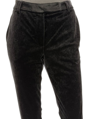 Brunello Cucinelli Black Velvet Side-Zip Ankle Pants - Size IT 46 / US 10