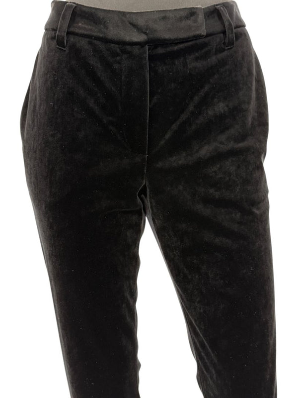 Brunello Cucinelli Black Velvet Side-Zip Ankle Pants - Size IT 46 / US 10