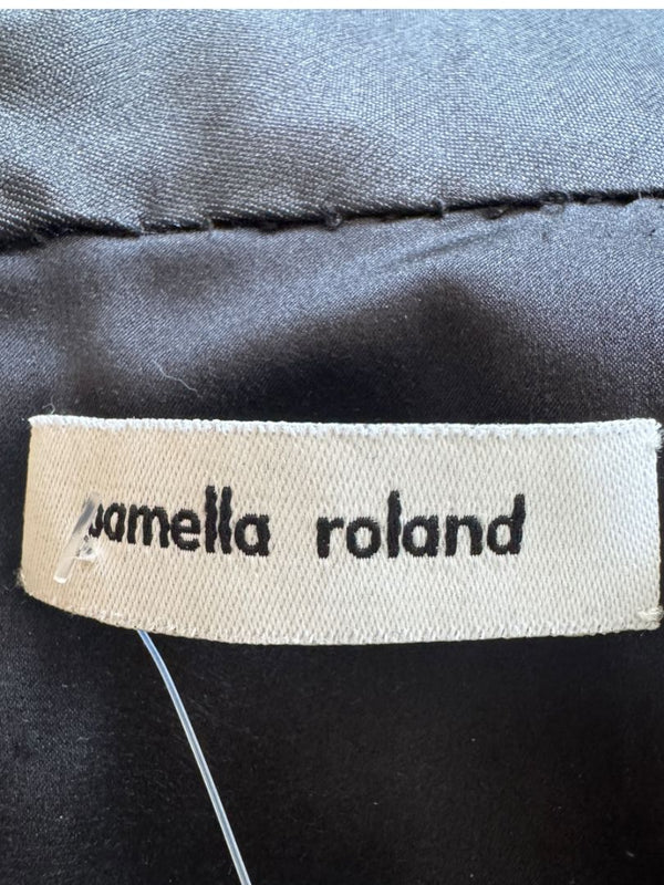 Pamella Roland Black Sleeveless Beaded Collar Shift Dress – L