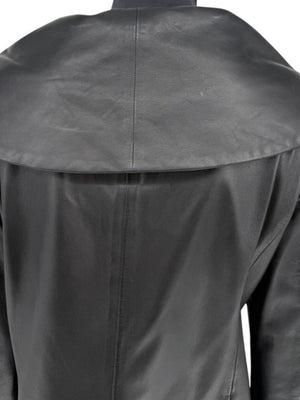 Armani Collezioni Black Leather Sculpted Jacket – Size 12