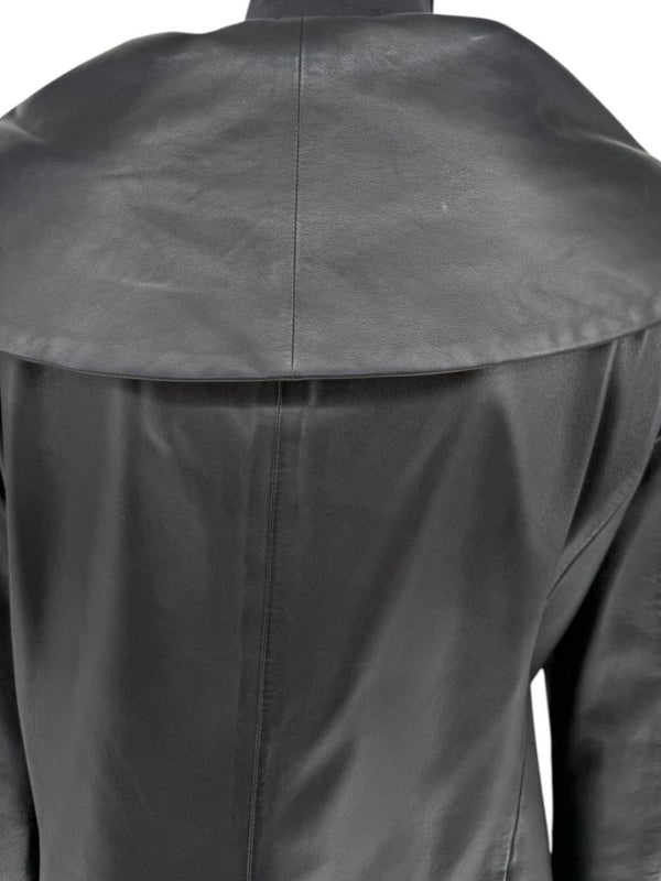 Armani Collezioni Black Leather Sculpted Jacket – Size 12
