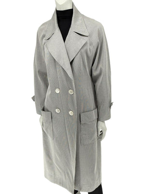 Pamella Roland Grey Cape Style Trench Jacket Double Breasted – Large
