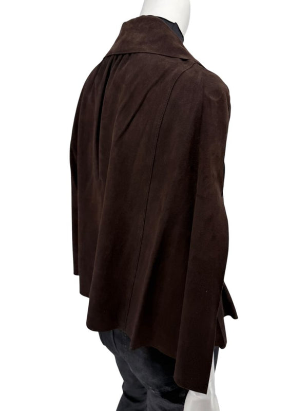 Akris Chocolate Brown Suede Cape Jacket – Size 12