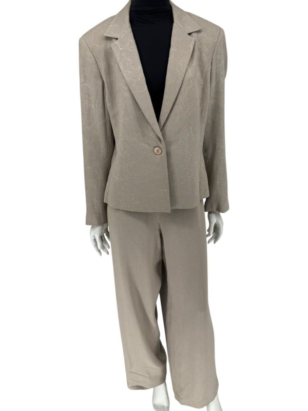 Oscar by Oscar de la Renta Taupe Embroidered Pantsuit – Size 14