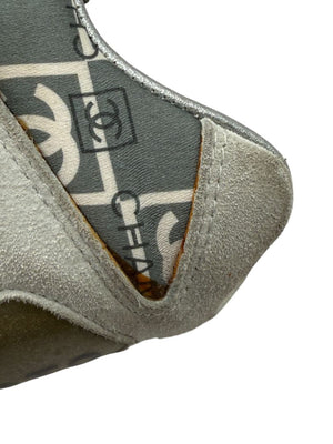 Chanel Grey & White Nylon Suede Low-Top Sneakers – Size 40