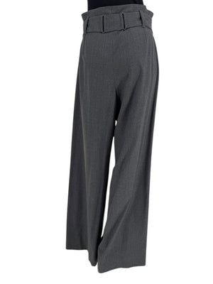 Armani Collezioni Gray High-Waisted Belted Wide-Leg Trousers – Size 10