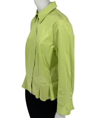 Escada Lime Green Cotton Blend Tailored Blouse – Size 42