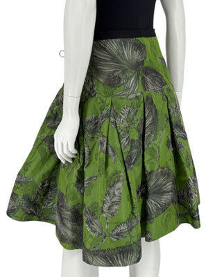 Oscar de la Renta Green Floral Silk Skirt – Fall 2008 - Size 16