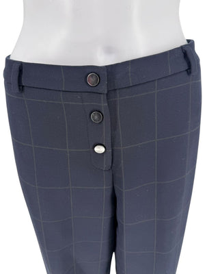 Armani Collezioni Navy Windowpane Check Trousers – Size 48
