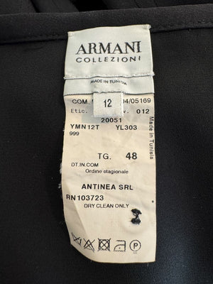 Armani Collezioni Black Silk A-Line Flounce Skirt –Size: 12