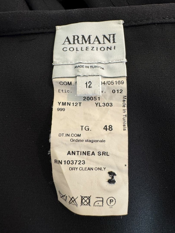 Armani Collezioni Black Silk A-Line Flounce Skirt –Size: 12