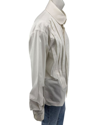 Karl Lagerfeld White Cotton Tuxedo-Style Pleated Shirt – Size 44