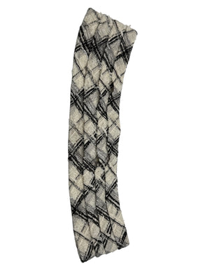 Chanel Black & White Tweed Waist Belt with Silver CC Buttons – 36" x 5"