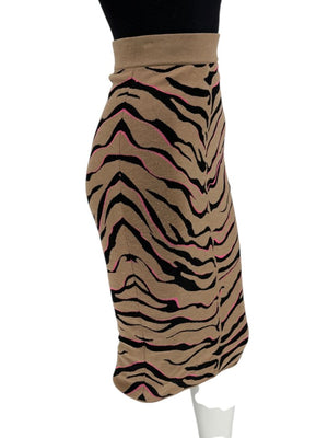 Stella McCartney Tan & Black Tiger-Stripe Knit Pencil Skirt – Size 34