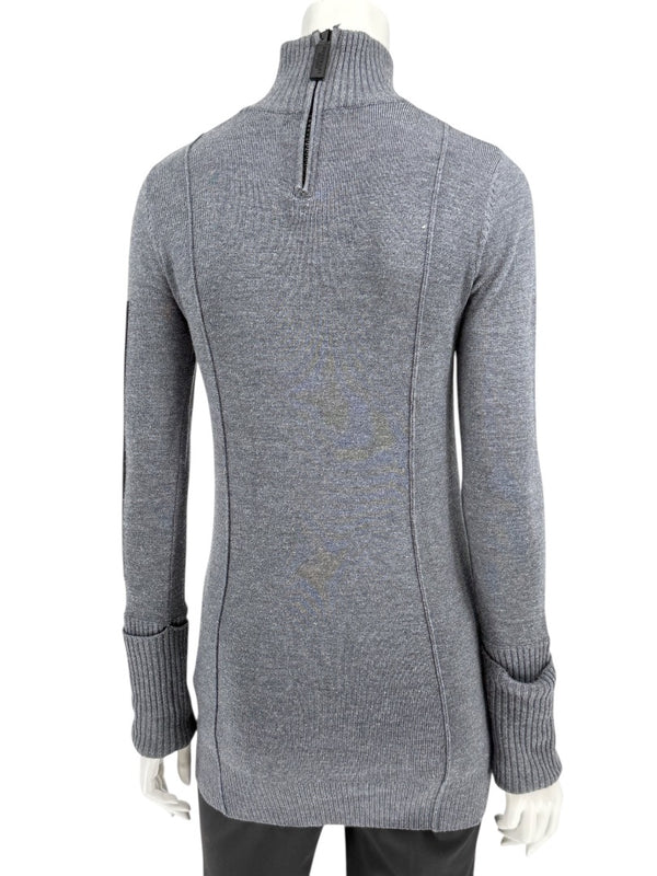Burberry Sport Grey Wool Zip-Detail Turtleneck Sweater – Size: XS
