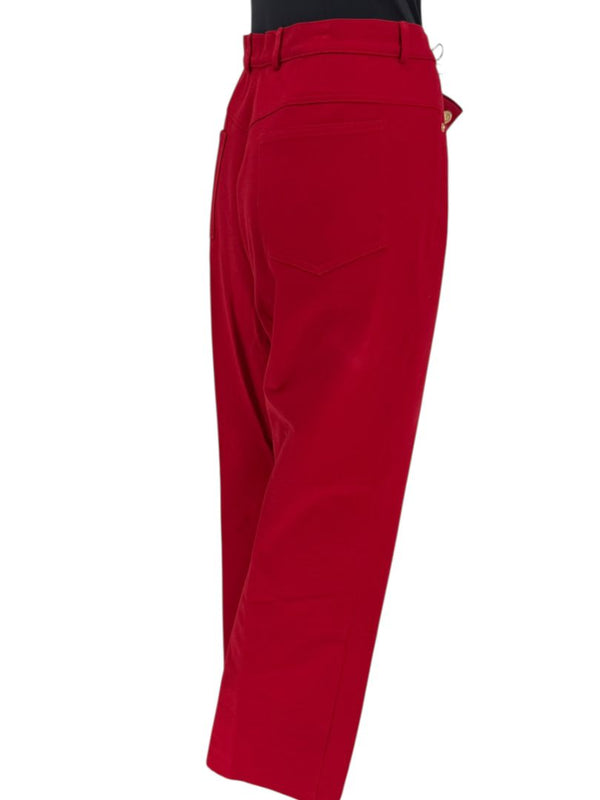 St. John Red Stretch Denim Straight-Leg Jeans – Size 16