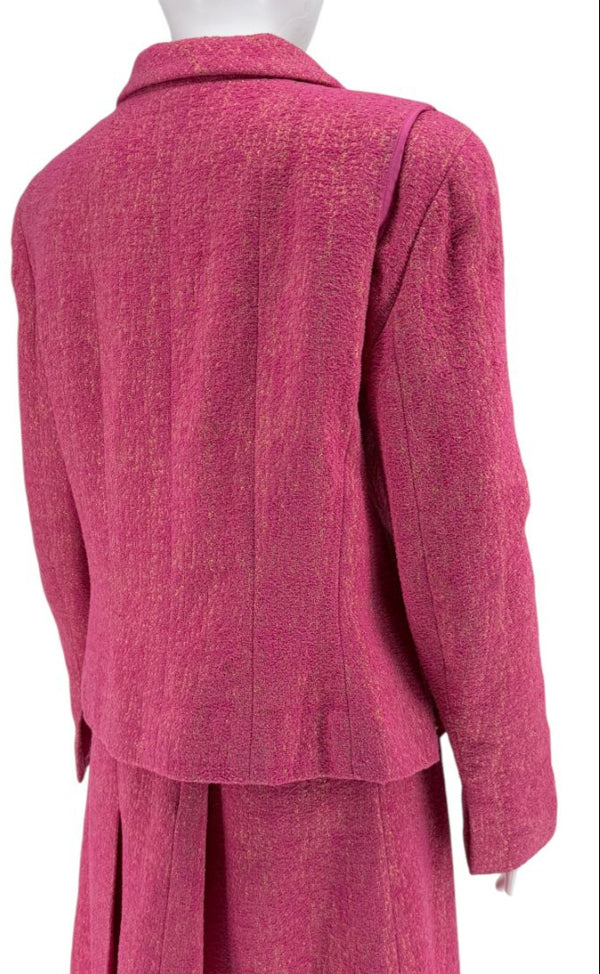 Chanel Pink and Gold Lurex Skirt Suit, Cruise 2001 - Size 44