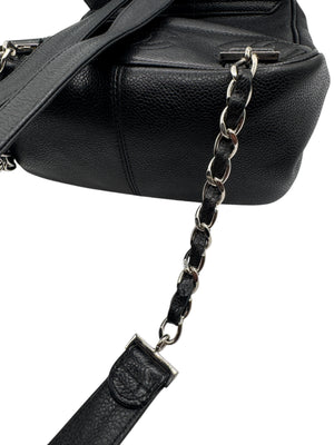Chanel 1996-1997 Black Caviar Triple CC Backpack - Silver Hardware *RARE*