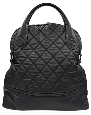 Chanel Black Quilted Coated Canvas Vertical Sport Weekender Bag