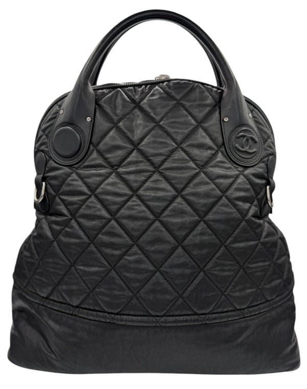 Chanel Black Quilted Coated Canvas Vertical Sport Weekender Bag