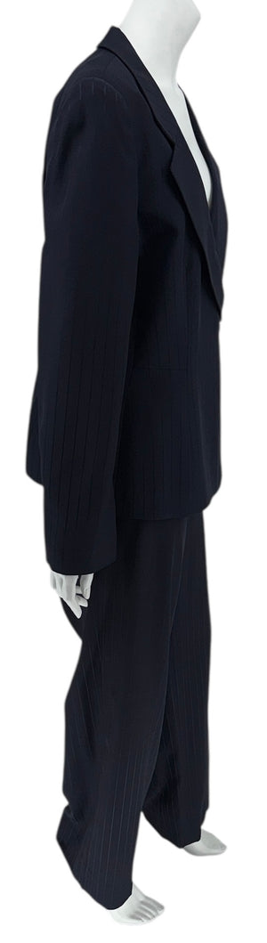 Armani Collezioni Navy Pinstripe Wrap Pantsuit – Made in Italy – Size 14