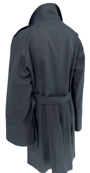 Burberry London Black Wool & Cashmere Belted Trench Coat - Size 14 US