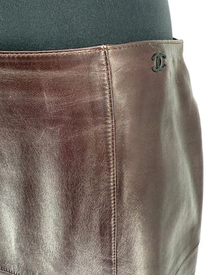 Chanel Chocolate Brown Lambskin Skirt – Size 42