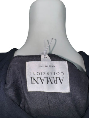 Armani Collezioni Navy Pinstripe Pantsuit with Corset-Style Waist Trim – Size IT 48