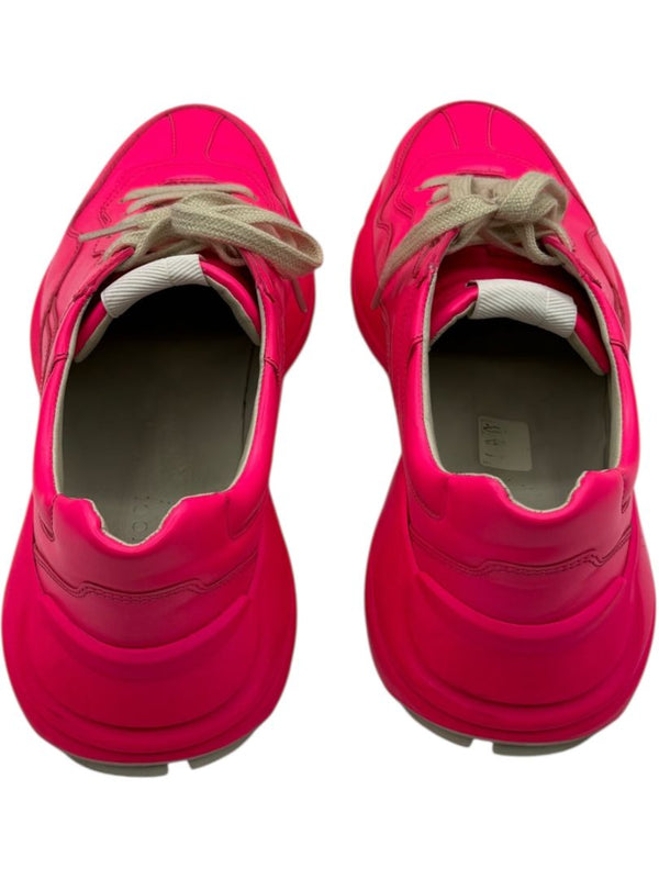 Gucci Rhyton Neon Pink Leather Low-Top Sneakers – Size 39