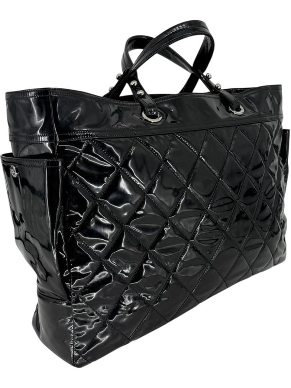 Chanel Paris-Biarritz XL Tote in Black Patent Vinyl