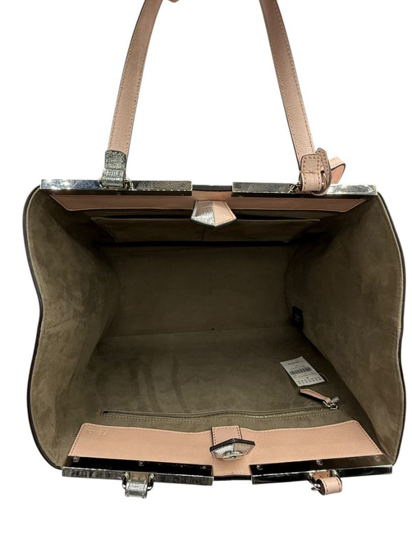 Fendi Pink/Silver Grained Leather 3Jours Large Shopper Tote Bag