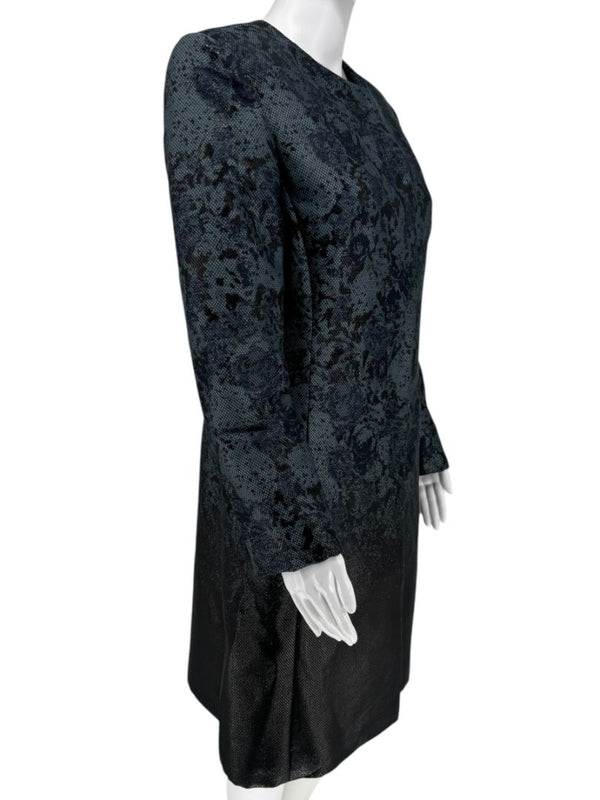 Pamella Roland Black/Blue Ombre 2 Piece Dress & Coat Set – Large