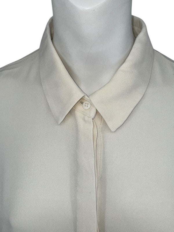 Lela Rose Ivory Silk Tunic Blouse with Embroidered Hem – Size 8