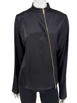 Christian Dior Black Asymmetric-Zip Blouse – Size FR 44 (US 12)