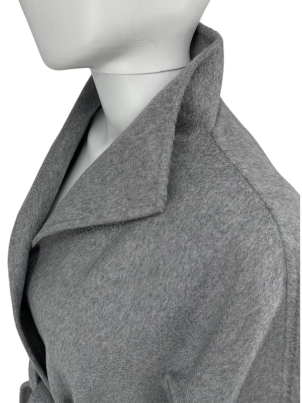 Max Mara ‘Manuela’ Belted Wrap Coat in Light Grey – Size US 10 / IT 44