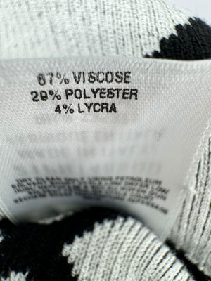 Oscar de la Renta Black & White Diamond-Pattern Knit Coat - Size M