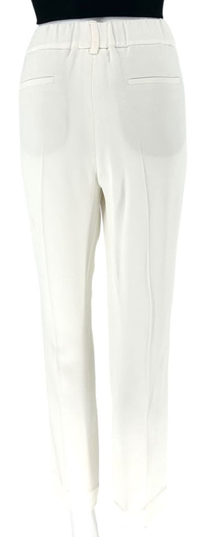 Brunello Cucinelli Ivory Cropped Trousers with Monili Trim – Size US 8 / IT 44