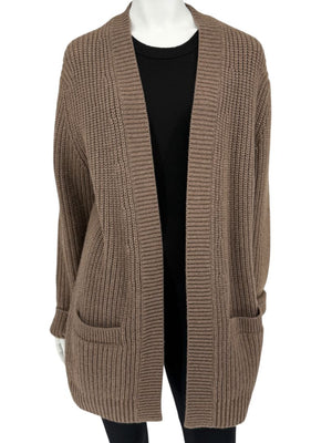 Michael Kors Java Brown Ribbed Cashmere Cardigan w/ Matching Scarf – Size M