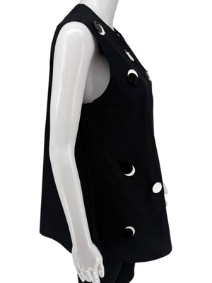 Akris Punto Black Cotton Tunic with Mirror Disc Detail – Size 10