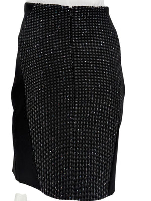 Pamella Roland Black Textured Sequin Skirt - Large